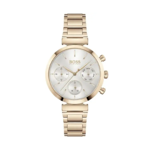 Hugo Boss Women’s Chronograph Quartz Gold Stainless Steel Silver Dial 36mm Watch 1502531