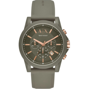 Armani Exchange Men’s Chronograph Quartz Oilve Green Silicone Strap Oilve Green Dial 44mm Watch AX1341