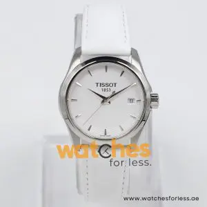 Tissot Women’s Quartz Swiss Made White Leather Strap White Dial 33mm Watch T035.210.16.011.00 (Shelf Leftover)