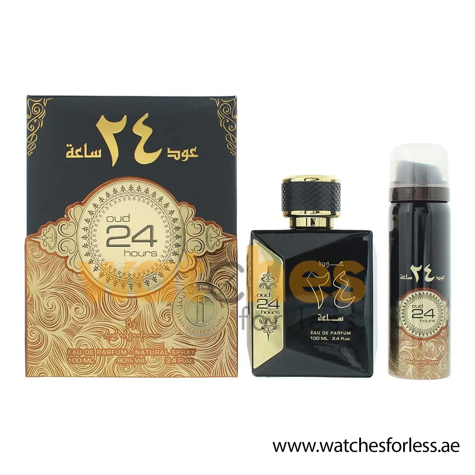ARD AL ZAAFARAN OUD 24 HOURS UNISEX SET EDP SET 100ML+100 DEO SPRAY (WFL Ref GS0008)