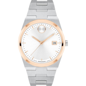Movado Men’s Quartz Swiss Made Silver Stainless Steel White Dial 40mm Watch 3600972