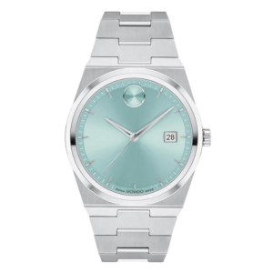 Movado Men’s Quartz Swiss Made Silver Stainless Steel Ice Blue Dial 40mm Watch 3601243
