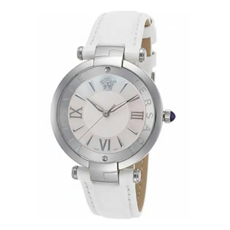 Versace Women’s Quartz Swiss Made White Leather Strap Mother Of Pearl Dial 35mm Watch VAI070016 (Without Tag)