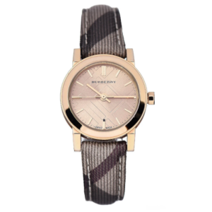 Burberry Women’s Swiss Made Quartz Multi Color Leather Strap Rose Gold Dial 26mm Watch BU9236
