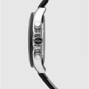 Hugo Boss Men’s Chronograph Quartz Black Leather Strap Grey Dial 44mm Watch 1513177