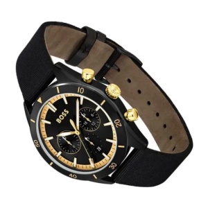 Hugo Boss Men’s Chronograph Quartz Black Nylon Strap Black Dial 44mm Watch 1513935