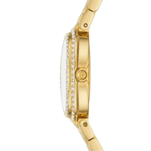 Tory Burch Women’s Quartz Gold Stainless Steel Mother Of Pearl Dial 28mm Watch TBW6034
