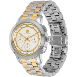 Tory Burch Women’s Chronograph Quartz Two-Tone Stainless Steel Cream Dial 38mm Watch TBW1034