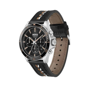 Alternative view of Hugo Boss Men’s Chronograph Quartz Black Leather Strap Black Dial 45mm Watch 1514121
