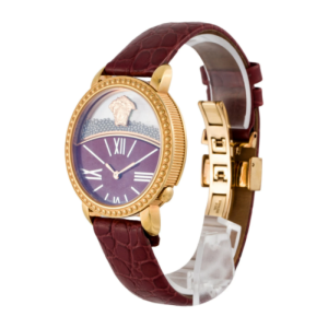 Versace Women’s Quartz Swiss Made Red Leather Strap Red Dial 37mm Watch 93Q808D800 (Without Tag)
