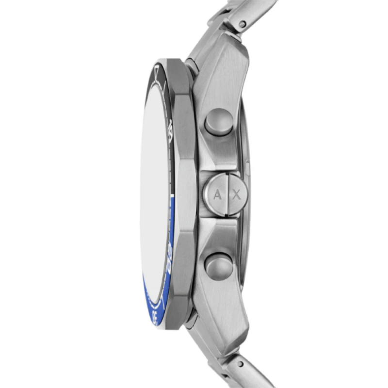 Armani Exchange Men’s Chronograph Quartz Silver Stainless Steel Black Dial 44mm Watch AX7166