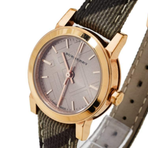 Burberry Women’s Swiss Made Quartz Multi Color Leather Strap Rose Gold Dial 26mm Watch BU9236