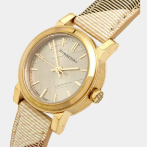 Alternative view of Burberry Women’s Swiss Made Quartz Multi Color Leather Strap Gold Dial 26mm Watch BU9219