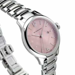 Burberry Women’s Swiss Made Quartz Silver Stainless Steel Pink Dial 32mm Watch BU10111