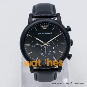 Alternative view of Emporio Armani Men’s Chronograph Quartz Black Leather Strap Black Dial 46mm Watch AR1970-2 (Shelf Leftover)