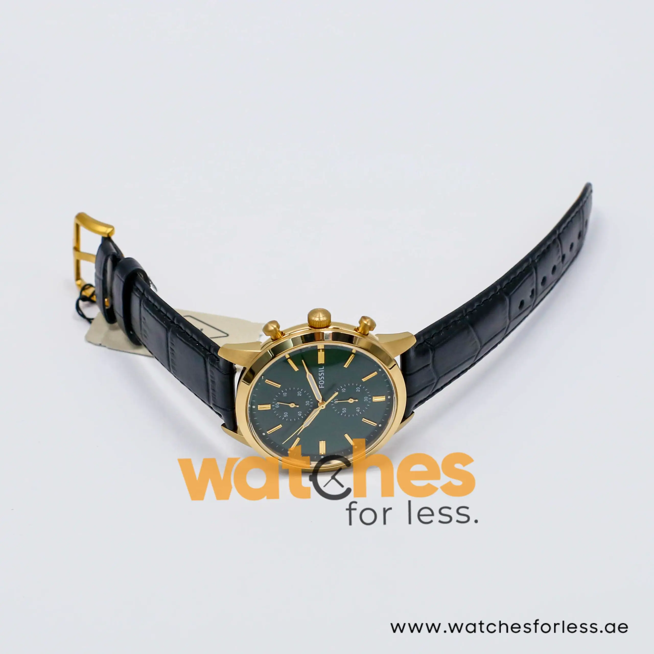 Fossil Men’s Chronograph Quartz Black Leather Strap Green Dial 44mm Watch FS5599-1 (Shelf Leftover) - Image 8