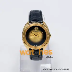 Alternative view of Versace Women’s Quartz Swiss Made Black Leather Strap Champagne Dial 38mm Watch VEBM00318-1 (Shelf Leftover)