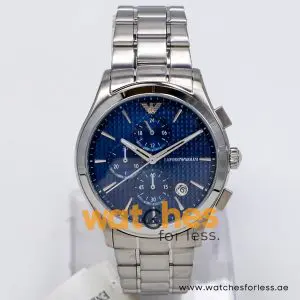 Emporio Armani Men’s Quartz Silver Stainless Steel Blue Dial 42mm Watch AR11528-1 (Shelf Leftover)