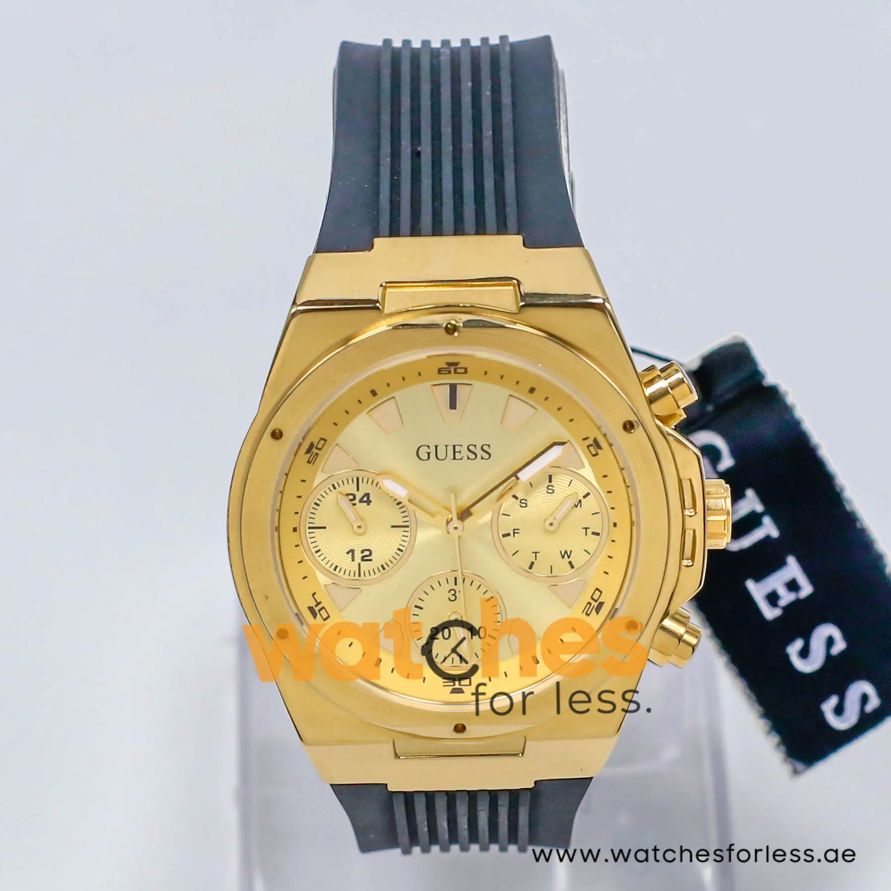 Guess Women’s Quartz Black Silicone Strap Champagne Dial 39mm Watch GW0030L2-1 (Shelf Leftover) - Image 2