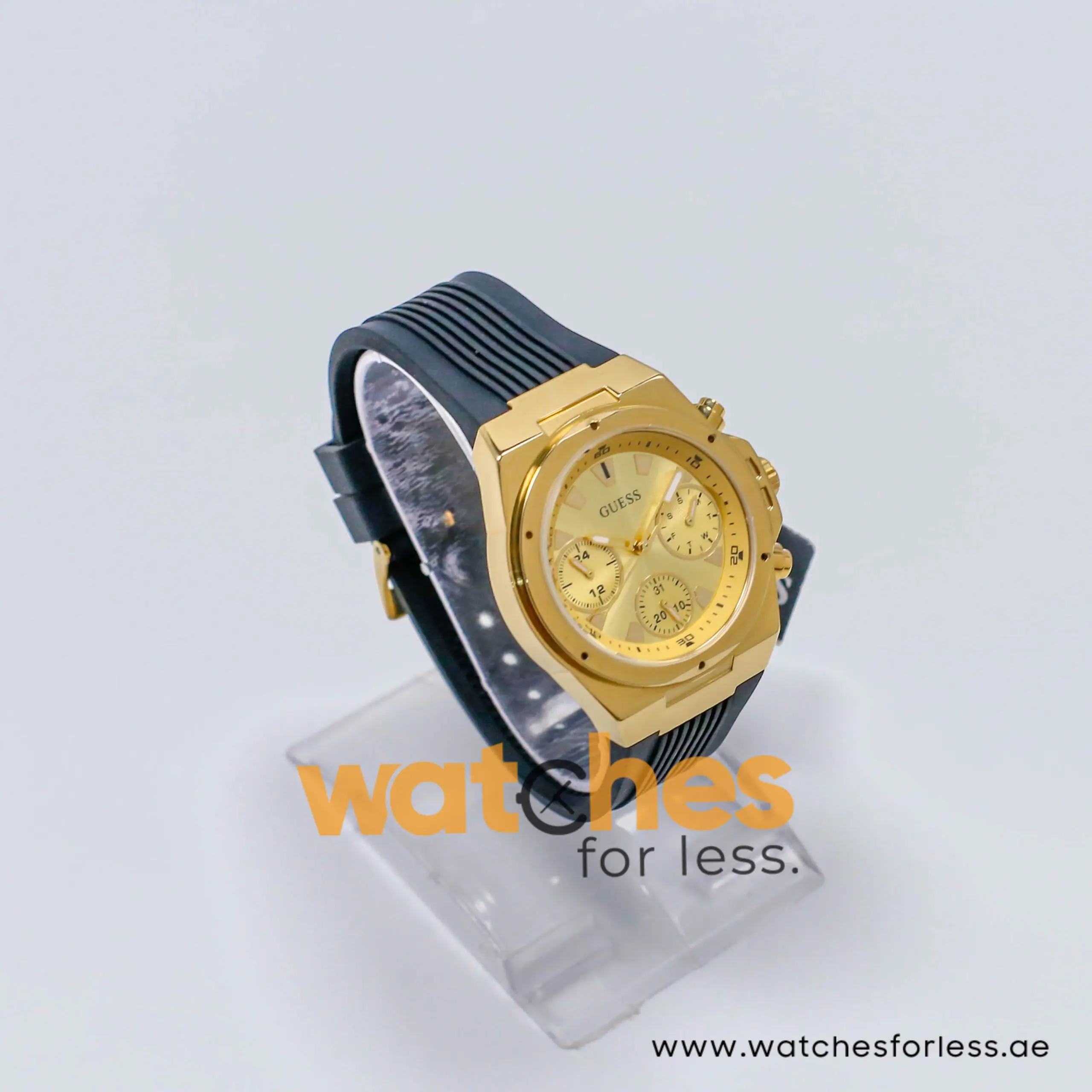 Guess Women’s Quartz Black Silicone Strap Champagne Dial 39mm Watch GW0030L2-1 (Shelf Leftover) - Image 4