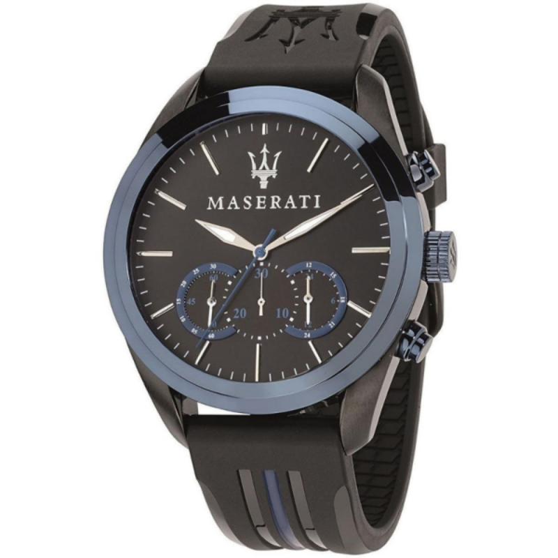 Maserati Men’s Chronograph Quartz Black Rubber Strap Black Dial 45mm Watch R8871612006