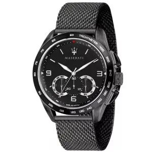 Maserati Men’s Chronograph Quartz Black Stainless Steel Black Dial 45mm Watch R8873612031 (Shelf Leftover)