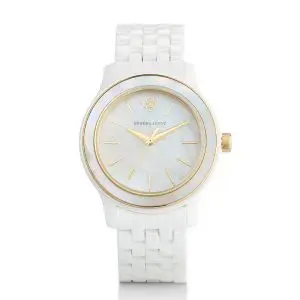 Kendra Scott Women’s Quartz White Ceramic Chain Mother Of Pearl Dial 35mm Watch 9608868834 (Without Tag)