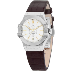 Maserati Women’s Quartz Brown Leather Strap Silver Dial 35mm Watch R8851108506