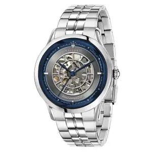 Maserati Men’s Automatic Silver Stainless Steel Blue & Gray Skeleton Dial 42mm Watch R8823133005