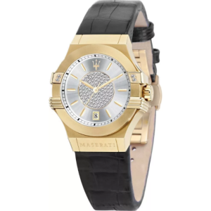 Maserati Women’s Quartz Black Leather Strap Silver Dial 35mm Watch R8851108505