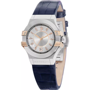 Maserati Women’s Quartz Blue Leather Strap Silver Dial 35mm Watch R8851108502