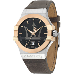 Maserati Men’s Quartz Brown Leather Strap Black Dial 42mm Watch R8851108014