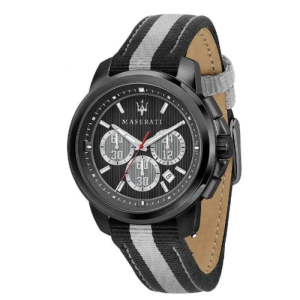 Maserati Men’s Chronograph Quartz Two-tone Nylon Strap Black Dial 44mm Watch R8871637002