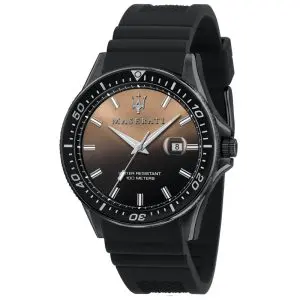 Maserati Men’s Quartz Black Silicone Strap Gradient Brown To Black Dial 44mm Watch R8851140001