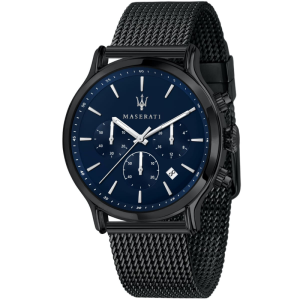 Maserati Men’s Chronograph Quartz Black Stainless Steel Navy Blue Dial 42mm Watch R8873618008
