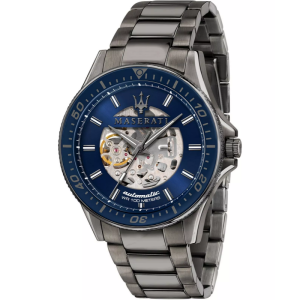 Maserati Men’s Automatic Gunmetal Stainless Steel Navy Blue Skeleton Dial 44mm Watch R8823140001