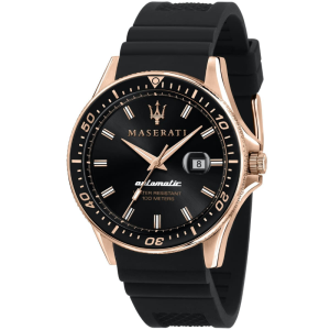 Maserati Men’s Automatic Black Silicone Strap Black Dial 44mm Watch R8821140001