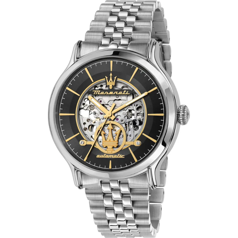 Maserati Men’s Automatic Silver Stainless Steel Black Skeleton Dial 42mm Watch R8823118015