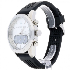 Maserati Men’s Chronograph Quartz Black Rubber Strap Silver Dial 45mm Watch R8871612012