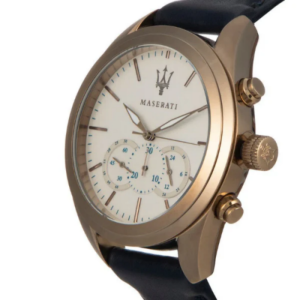 Maserati Men’s Chronograph Quartz Blue Leather Strap White Dial 45mm Watch R8871612016