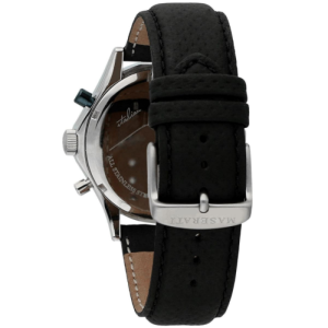 Maserati Men’s Chronograph Quartz Black Leather Strap Silver Dial 44mm Watch R8871627005