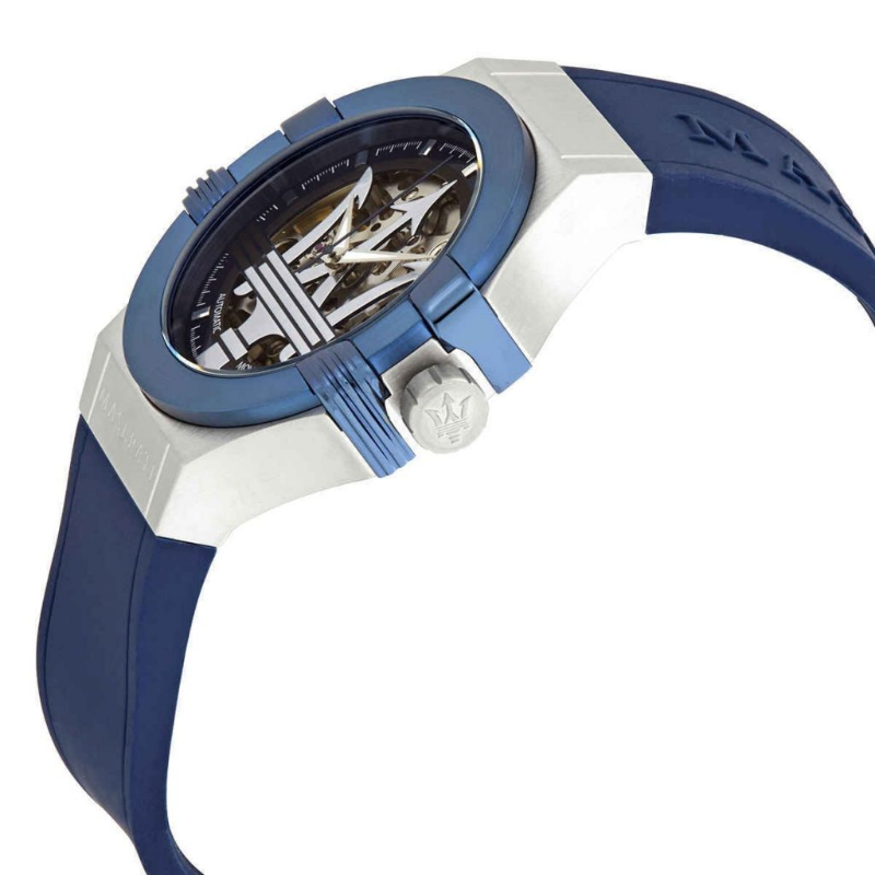 Maserati Men’s Automatic Blue Silicone Strap Blue Skeleton Dial 42mm Watch R8821108028 - Image 2