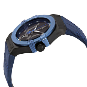 Maserati Men’s Quartz Blue Leather Strap Black Dial 42mm Watch R8851108007