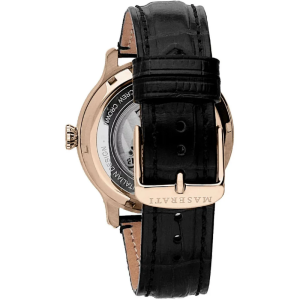 Alternative view of Maserati Men’s Automatic Black Leather Strap Black Skeleton Dial 42mm Watch R8821118001