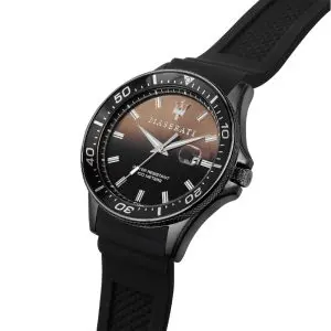 Alternative view of Maserati Men’s Quartz Black Silicone Strap Gradient Brown To Black Dial 44mm Watch R8851140001
