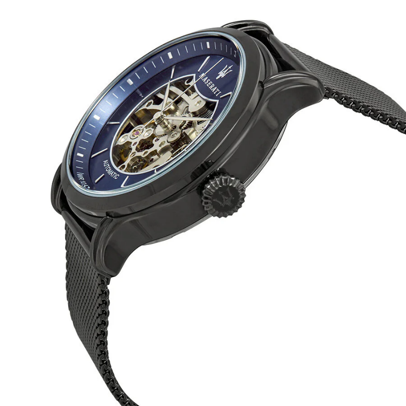 Maserati Men’s Automatic Black Stainless Steel Blue Skeleton Dial 42mm Watch R8823118002 - Image 2