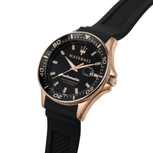 Alternative view of Maserati Men’s Automatic Black Silicone Strap Black Dial 44mm Watch R8821140001