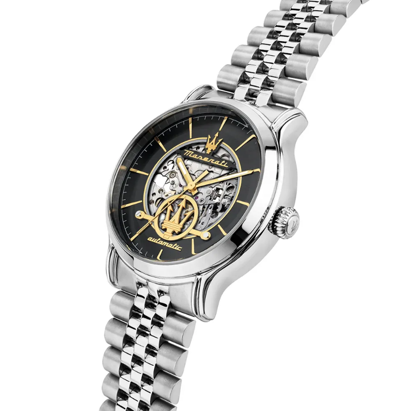 Maserati Men’s Automatic Silver Stainless Steel Black Skeleton Dial 42mm Watch R8823118015 - Image 2