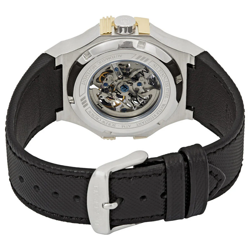 Maserati Men’s Automatic Black Leather Strap Black Skeleton Dial 42mm Watch R8821108011 - Image 3