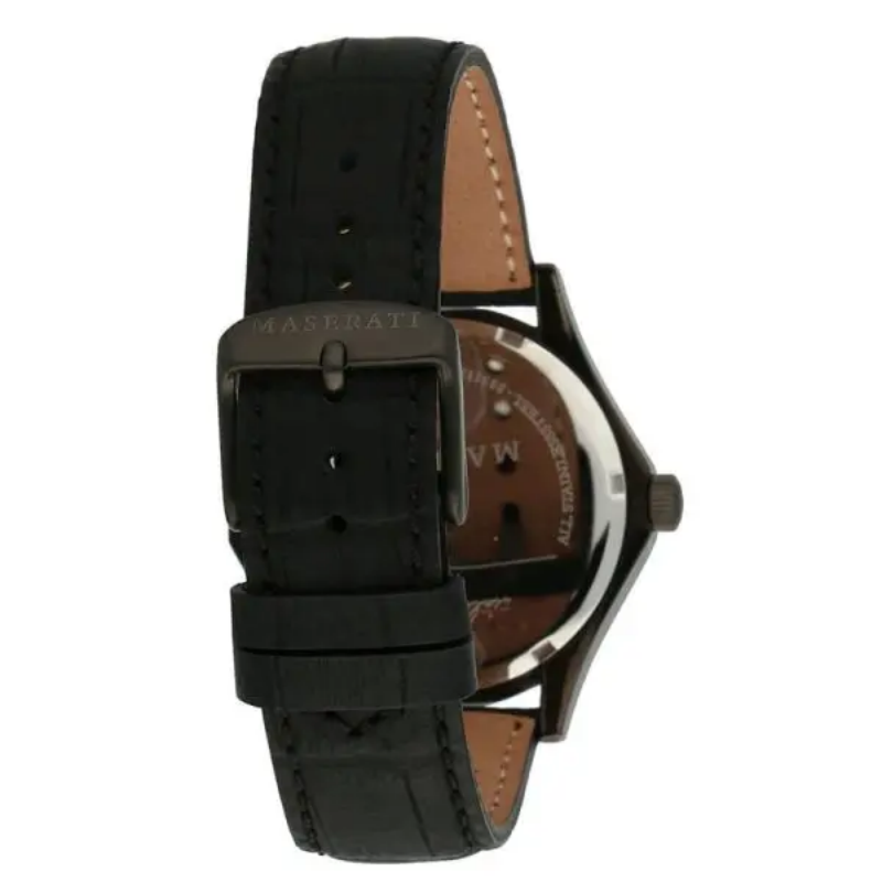 Maserati Men’s Quartz Black Leather Strap Blue Dial 42mm Watch R8851127002